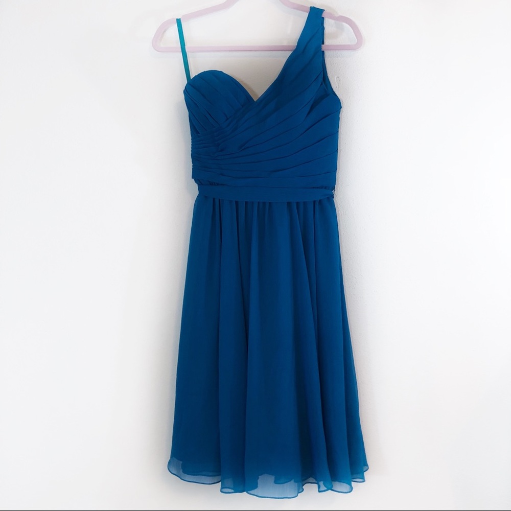 Kennedy Blue turquoise teal chiffon formal dress 6